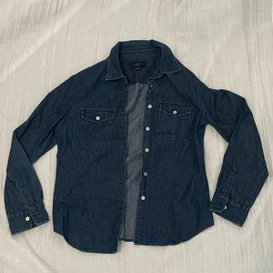 Talbots dark washed denim button up shirt